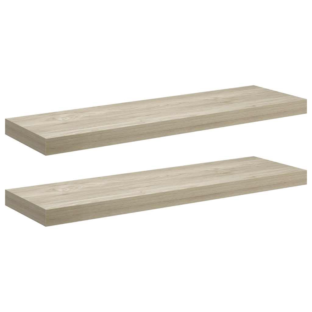 vidaXL 2X Wandregal Schwebend Hängeregal Wandboard Bücherregal Regalbrett Schweberegal CD DVD Regal Dekoregal Eichefarben 80x23,5x3,8cm MDF