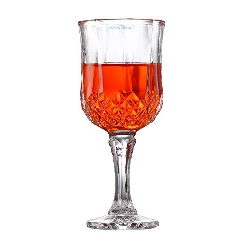 Image of SYANKA Italian Premium Crystal Wine Glasses Set of 4, Transparent, 230 ML, Ideal for White or Red Wine Glass
