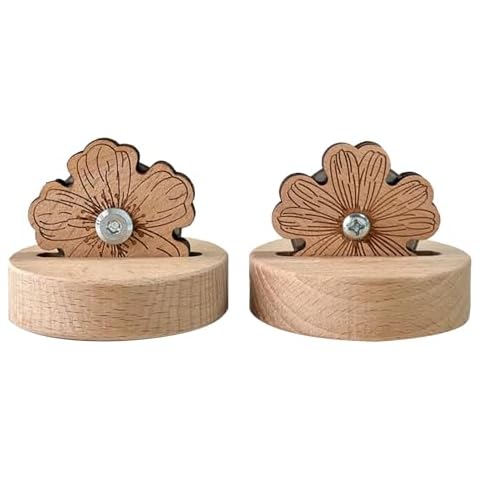 2Pcs Thread Cutter Blade Tools for Sewing with Unique Flower Shape Wooden Solid Sewing Cutter Cover