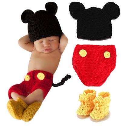 Image of BabyMoon Set of 3 | Baby Cartoon Crochet Photography Shoot Props | Costume | 3-6 Months