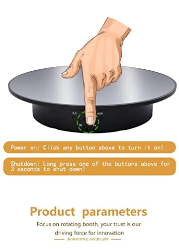 JAYEGT Motorized Rotating Display Stand, 7.87inch /17.6lbs Load, 360 Degree Electric Rotating Turntable for Photography Products, Jewelry, Cake,3D Model , Mirror Cover (Black, 7.87inch/Button Control)
