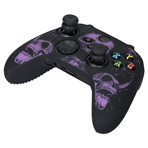 Image of YoRHa Laser Carving Silicone Skin for Xbox Series X /S Controller x 1(Skulls Purple) with Exclusive Thumb Grips x 8