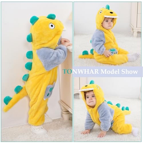 Disfraz infantil de dinosaurio y tigre con capucha miniatura 3