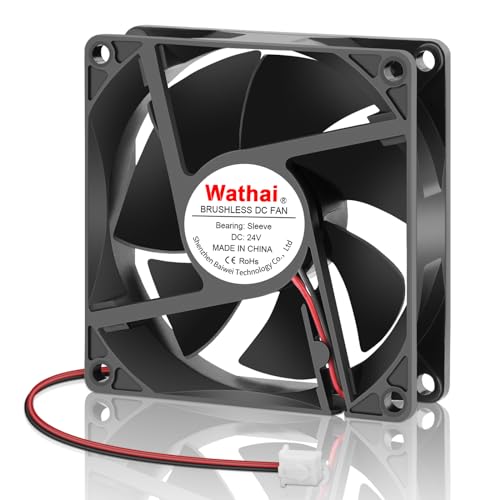 Wathai 24 Volt 80mm DC Brushless Cooling Fan 24V 2Pin 80x20mm DIY Cooler