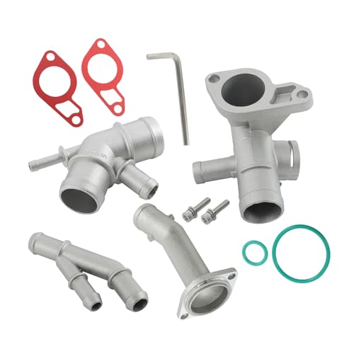 WFLNHB Cast Aluminum Coolant Flange Upgrade Kit 06A121133J Replacement for Golf Mk4 / Jetta Mk4 TT 1J0121087E 06A121121C