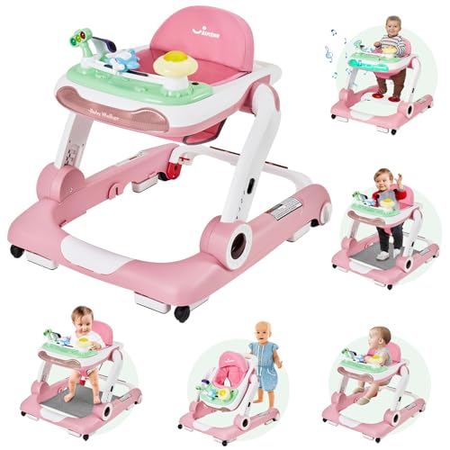 Image of 5 in 1 Baby Walker, Activity Baby Walker-Baby Bouncer, Rocker, Activity Center,Seat and Push Walker,Detachable Trampoline Mat, Adjustable Speed Rear Wheels and Height,Ages 6-18 Months