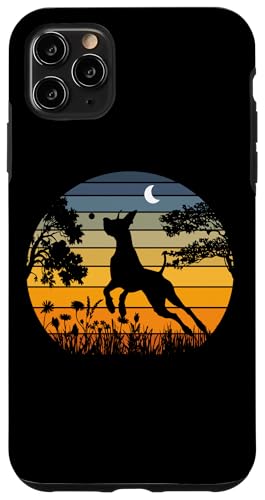 Womens Retro Vintage Sunset Garden Nature Great Dane Dog Case for iPhone 11 Pro Max