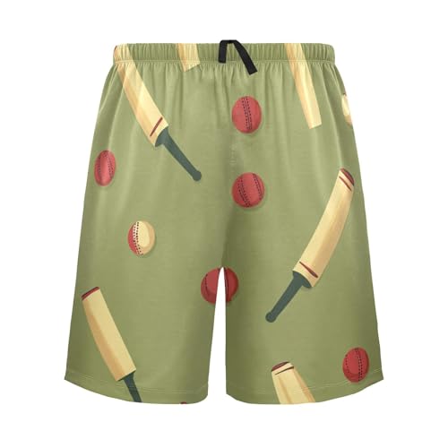 Men's Short Pajama Bottoms Cricket Sport Ball Home Casual Sleep Pants
