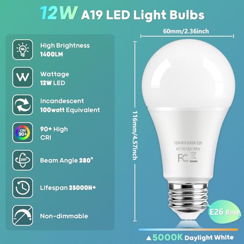 Tobusa A19-12-50/B1BF/24/1 Led Light Bulbs 100 Watt Equivalent 1400 Lumens thumb #4