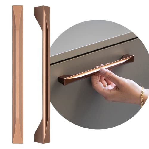 6 Peças Puxador Alça Quadrado P/Armário Gaveta Brill 192mm (Cobre Fosco)