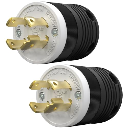 Image of 2 Pack NEMA L14-30P Locking Plug, 30 Amp Generator Replacement Plug 125 /250V 3 Pole 4 Wire Grounding,Twist Lock Adapter Male Plug , Industrial Grade Heavy Duty, UL Listed (E355464)
