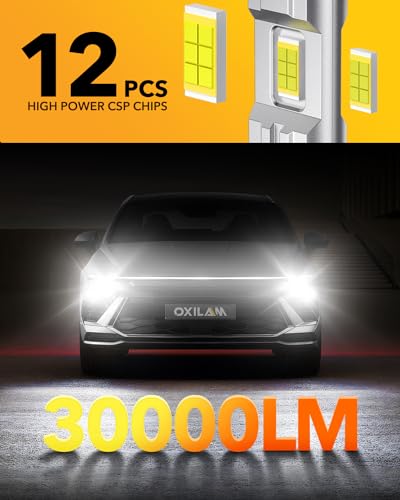 Image of OXILAM H1 LED Light Bulbs, 1000% Ultra-Bright, 1:1 Halogen Size H1 /H1LL Fog Lights, 5 Min Quick Install, 60000H Lifespan, No Flicker, 99% Compatibility, Pack of 2
