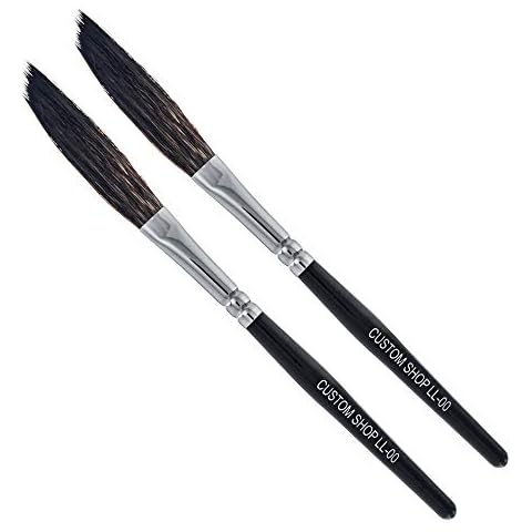 Custom Shop - #00 Size Long Liner Pinstriping Brush – Beginners and Experts, Enhanced Paint Loading, Full Belly Design, Long Handle, Premium Squirrel Hair & Nylon Wool 1-7/8" Length, Pack of 2 Cover