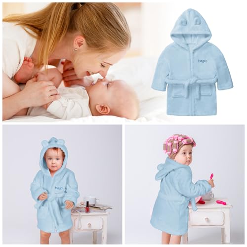 HAGOT Baby Jungen & Mädchen Unisex Bademantel, Weiches Plüsch Flanell Fleece mit Kapuze Bademantel, 62 * 42 CM (0-6 Months)