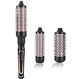 VAGARY 3 in 1 Thermal Brush Set, Heated Round for Blowout Look, Dual Voltage Curling Iron Brush, Ceramic Tourmaline, 3 Detachable Combs, 5 Temperature Settings