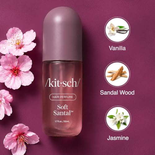 Image of Kitsch Hair Perfume for Women- Soft Santal | Clean, Deodorizing & Patented Odor-Eliminating Technology Hair Spray & Body Mist- Freshen Hair, Body & Pillows- Vanilla Almond, Cherry Blossoms Scent- 50mL