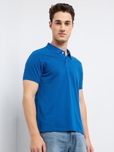 Image of Parx Men Regular Fit Solid Pattern Cotton Polyester Blend Half Sleeve Polo Neck Casual T-Shirt