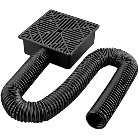 CAMWAY Gutter Downspout Extensions 14 to 55inch,Sturdy Catch Basin Low Profile Rain Drain Downspout Extender,Flexible Rainwater Sink Downspout Extension Pipe,No Dig Cover
