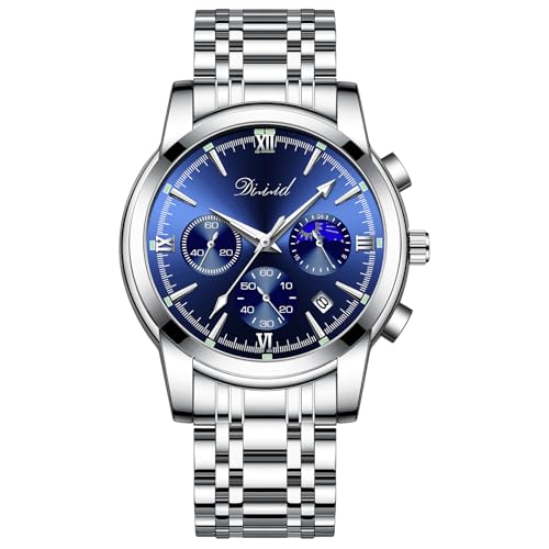 Image of Watches for Man Analog Wrist Watch Stainless Steel Chain Formal Premium Classic Business Branded Original Day Date Functioning Subdials Waterproof Luminous Gifts for Men Special Unique
