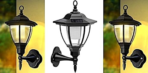 Image of Solarize® Pack of 2 Black Victorian Coach Lamp Lantern Solar Lights LED Solar Lights Traditional Outdoor Garden Lighting Wall Mounted Crystal Lamp Shade Stylish Classic Wall Decorative Light
