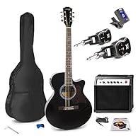 Versatile Design: The Max Showkit Wireless Electric Acoustic Guitar blends acoustic warmth with electric versatility, perfect for beginners seeking quality and ease of use. Complete Starter Kit: This beginner electric acoustic guitar comes with essen...