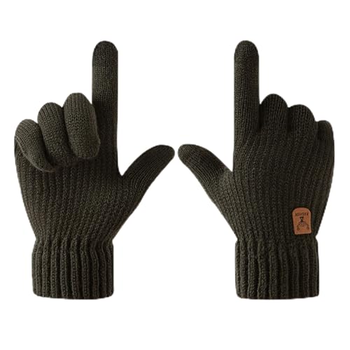 Rayson Guantes Invierno Hombre Guantes Táctiles Térmicos de Punto Con Forro Suave para Trabajar Correr Ciclismo Conducir（Verde Oscuro）