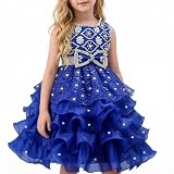 BD.SUN Handmade Beaded Rhinestone Girl Dress Birthday Formal Party Wedding Dresses Beauty Pageant Dress (Blue,3 Years)