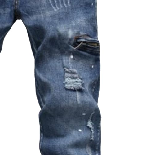 Men's Biker Zipper Deco Jeans Destroyed Zipper Pocket Casual Denim Pants Washed Regular Fit Bike Jeans3