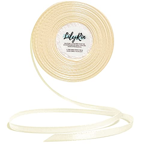 Image of Ivory Ribbon 1 /4 Inches 36 Yards Satin Roll Perfect for Scrapbooking, Art, Wedding, Wreath, Baby Shower, Packing Birthday, Wrapping Christmas Gifts or Other Projects