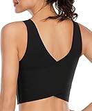 YOGERSSY Longline Sports Bra for Women: Wirefree Padded Cross Back Yoga Bras Gym Running Workout...