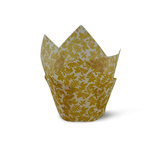 White Gold Leafs Medium Size Tulip Baking Cups Cupcake Liners Muffin Liners Greaseproof Paper 100