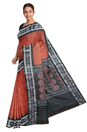 Image of COTTONSILK & KHANDUAPATA Odisha Sambalpuri Handloom Ikat Women Cotton Saree, Odisha Handloom Handmade Pure Cotton Khandua Saree, Ikkat Orissa Traditional Handloom Saree Without Blouse 430