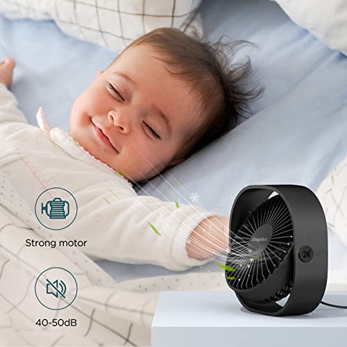 EasyAcc USB Ventilator, Mini Ventilator,Leise USB Tischventilator mit 2 Jahre Garantie,Starker Exquisit Lüfter und 3 Geschwindigkeiten,360 Grad Drehung Desk Fan für Schreibtisch,Zuhause,Büro - Schwarz 5
