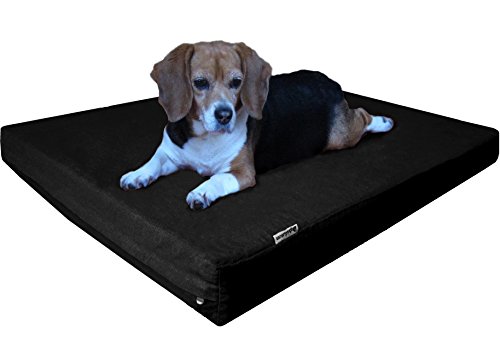Image of Dogbed4less Large Orthopedic Gel Infused Memory Foam Dog Bed, Waterproof Liner with Durable Canvas Cover, 41X27X4 Inch, Black (Fit 42X28 Crate)