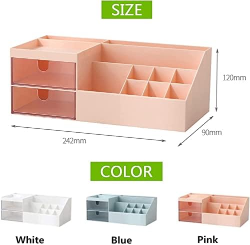 RUBRYKAZ Multifunction Cosmetic Storage Box, Makeup Organiser, Nail Polish Makeup Container Desktop, Sundries Storage Box, Mini Desk Storage for Office Supplies, Elegant Vanity Holder - PINK