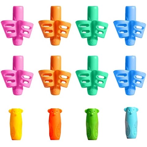 iHaoYiNan Bleistiftgriff für Kinder (12 Stück),Schreibhilfe für stift kinder,Bleistiftgriff-Set (Upgrade),Schreibhilfe kinder,Bleistiftgriffe schreibhilfe,Mit transparenter Schreibwarenbox Cover