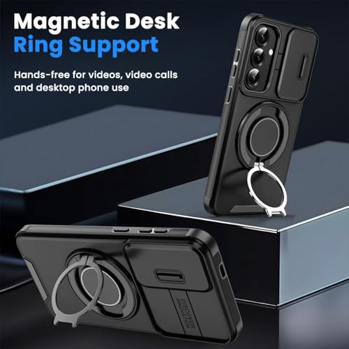 Image of ZORBES Compatible with Galaxy S26, S26 Case with Military Grade Shockproof Rugged, Magnetic Desk Ring Anti-Scratch PC Phone Case with TPU Bumper, Sliding Lens Guards