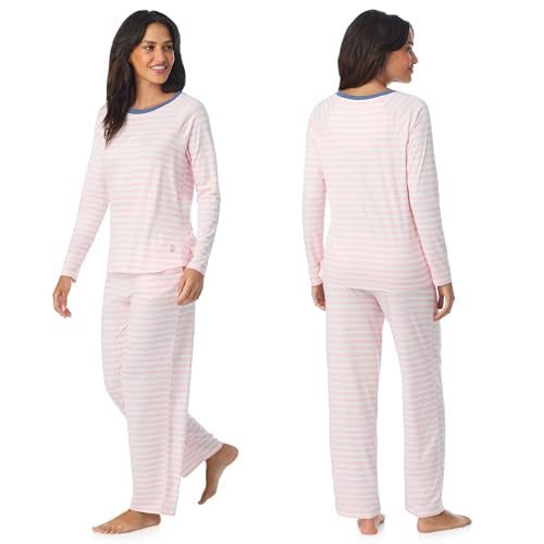 Image of Cuddl Duds Long Sleeve Crewneck Matching Pajamas 2 Piece PJs Set for Women | Sleepwear & Loungewear, Printed PJ Shirt & Pants with Pockets, Comfy & Cute, Soft Lightweight & Breathable Lounge Sets
