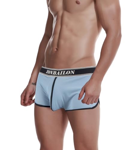 ZONBAILON Men’s Sexy Bulge Enhancing Boxer Briefs Male Athletic Short Leg Boxers Trunk Mesh Breathable Stretchy Underwear