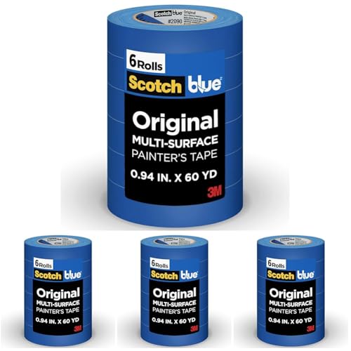 Image of ScotchBlue Original Multi-Surface Painters Tape, 1 Inch Wide (0.94 in. x 60 Yds), 6 Rolls, Blue Paint Tape Protects Surfaces and Removes Easily, Masking Tapes for Indoor and Outdoor Use (2090-24EP6)