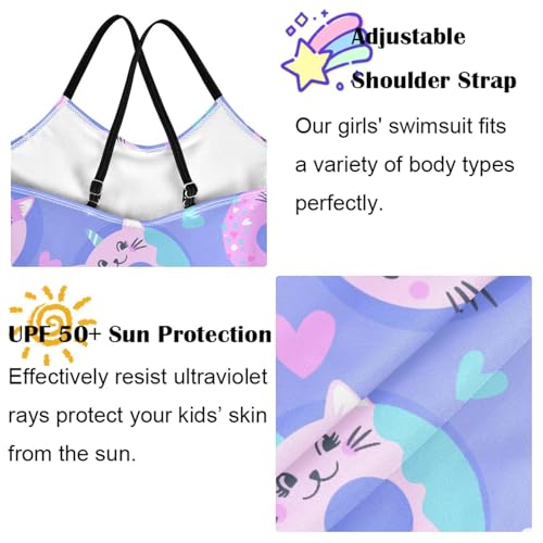 Image of Girls one Piece Swimsuit Summer UPF 50+ Quick Dry Beach Bathing Suit with Straps Swimwear 3-10 Years