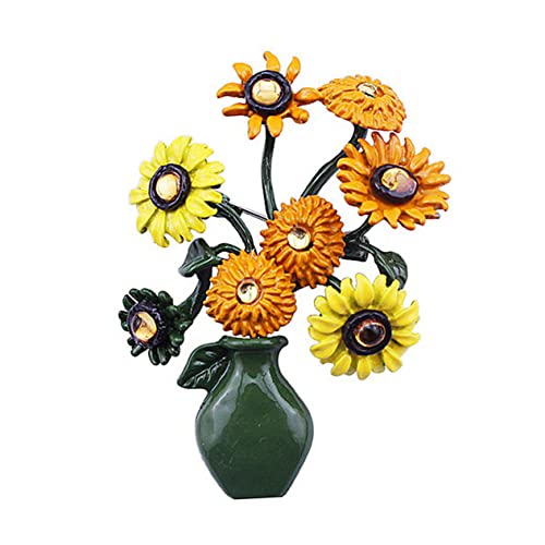 Broche tournesol en alliage léger pour femmes et clips sacs