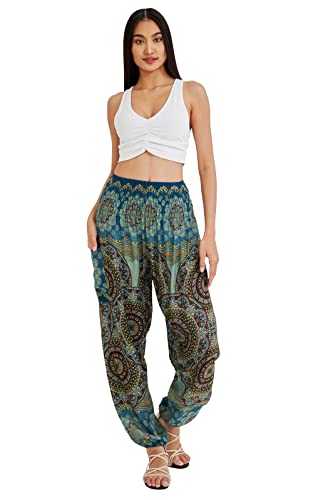 Joob Joob Boho Pants For Women - Flowy Loose Harem Hippie Pants - Casual Yoga Bohemian Joggers Comfy Lounge Pajamas Light Blue Medium #TOP3
