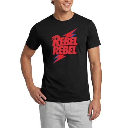 Spreadshirt David Bowie Rebel Rebel avec Flash T Shirt Homme, XXL, Noir