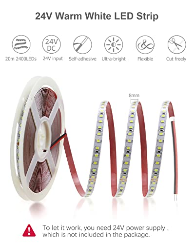 Cinta LED ALITOVE 20m 2400 LEDs Blanco Cálido 24V 10A miniatura 2