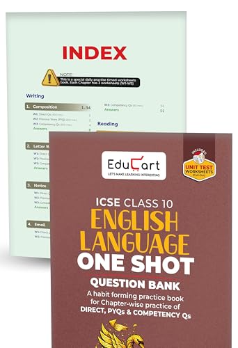 Image of Educart ICSE Class 10 One Shot Question Bank 2027 (Set of 8 Books) | Physics, Chemistry, Maths, Biology, English 1 & 2, Geography, History & Civics | 2026-27 Exam