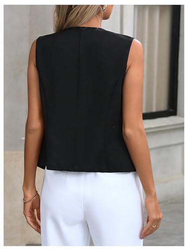MakeMeChic Women's Button Down Vest Tops V Neck Sleeveless Office Work Suit Vest2