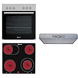 Bauknecht HEKO 366 Herd-Kochfeld-Kombination/Glaskeramik-Kochfeld (60 cm) & DC 5460 IN/1 Dunstabzugshaube Unterbau / 60cm / Edelstahl / 103,3 kWh/LED / 3 Leistungsstufen/Energieeffizienzklasse D