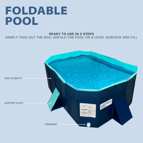INDUSTEX Planschbecken Foldable Pool, 130 x 90 x 45 cm, Kinderbecken, Tragbarer Hundepool, Faltbarer Pool, Badewanne, Pool Spielzeug, Geeignet für Kinder, mittelgroße Haustiere