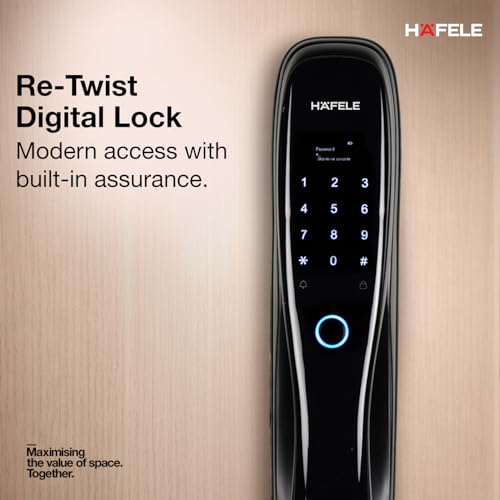 Image of Hafele Re-Twist Digital Door Lock | Fingerprint, PIN, RFID, App & Key Access | Sleek Modern Design | Emergency Power Backup | Secure & Convenient Smart Lock